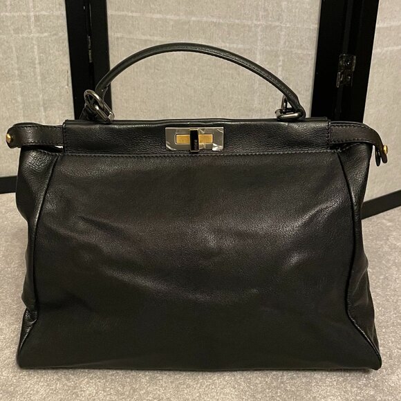 Fendi Goatskin Peekaboo (ISeeU) Satchel - Black - Picture 2 of 16